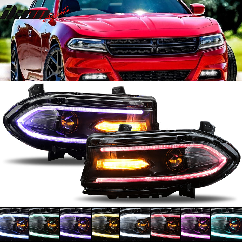 2015-2023 Dodge Charger DRL LED Headlights Left Right Side w/ 7 Colors