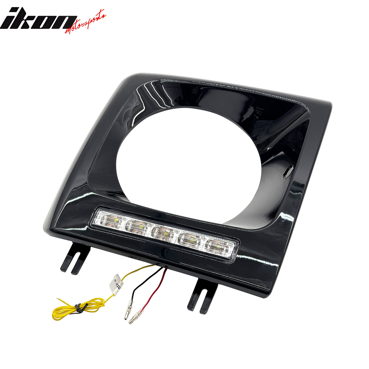 For 90-18 Benz W463 G500 G550 Gloss Black Front Headlight Bezel Cover W/ LED DRL