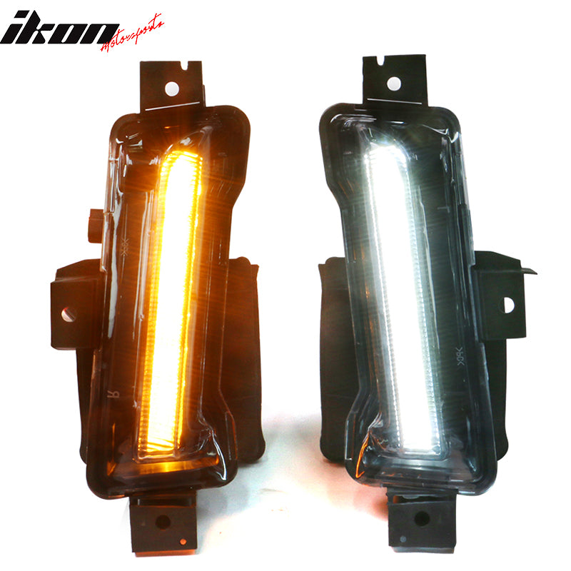 Fits 16-24 Chevrolet Camaro 2PCS DRL Fog Lights Clear W/Amber Switchback Signal