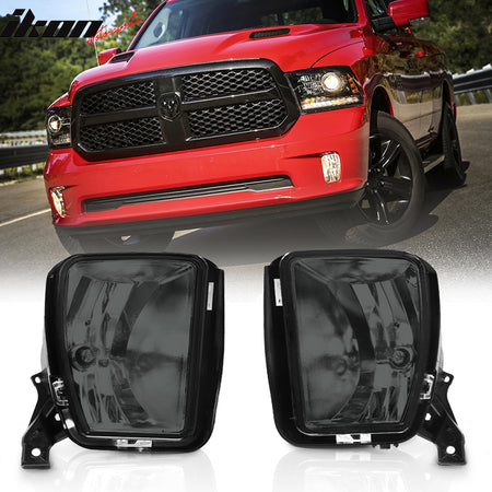 Fits 13-24 Dodge Ram 1500 2500 3500 OE Style Lens Fog Lights Lamp Smoke / Clear