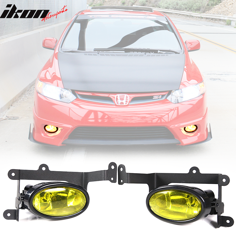 Fits 06-08 Honda Civic 2Dr Coupe Yellow Lens Fog Lights OE