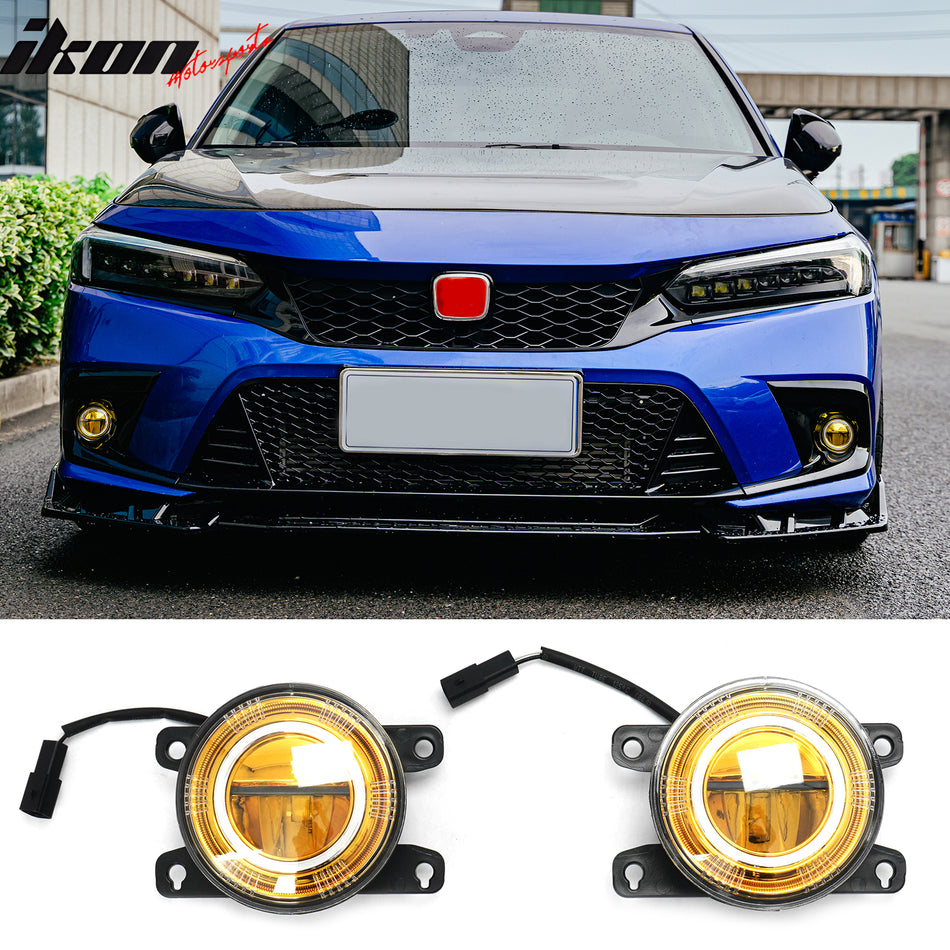 2016-2024 Honda Civic FC FK FE High Quality JDM Foglights Yellow Len LED Lights Pair