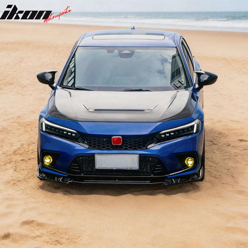 IKON MOTORSPORTS Fog Lights, Compatible with 2016-2024 Honda Civic FC FK FE, Yellow Lens LED JDM Style Front Bumper Driving Fog Lamp, Pair