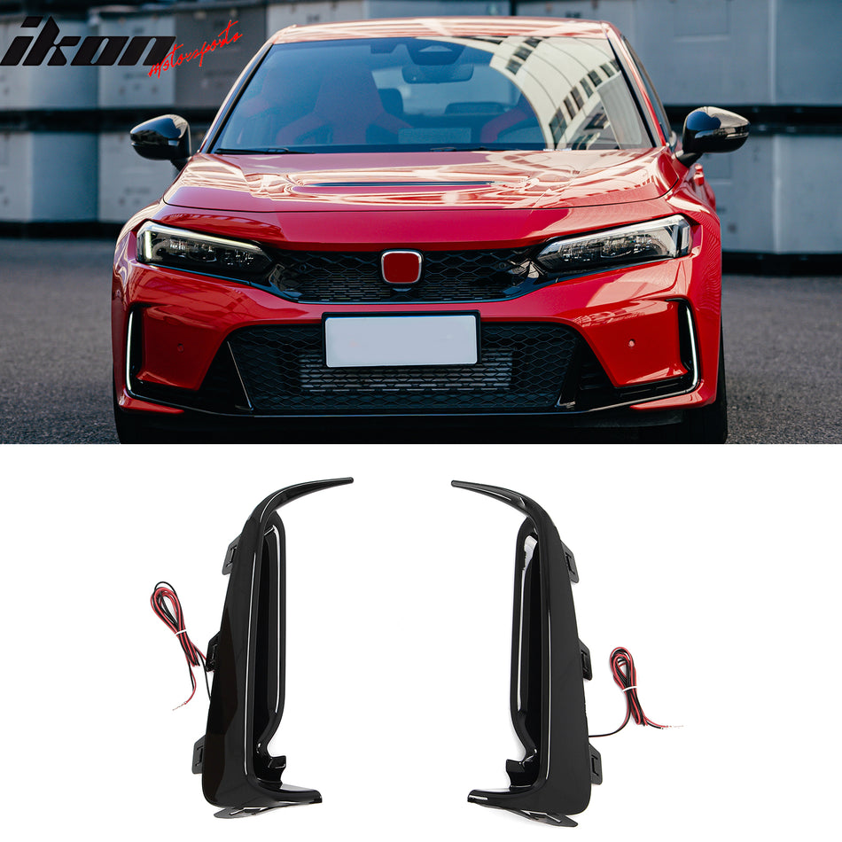 2023-2026 Honda Type R FL5 JDM Front Bumper LED Daytime Running Light PC Smoke White LED Fog Lights Pair