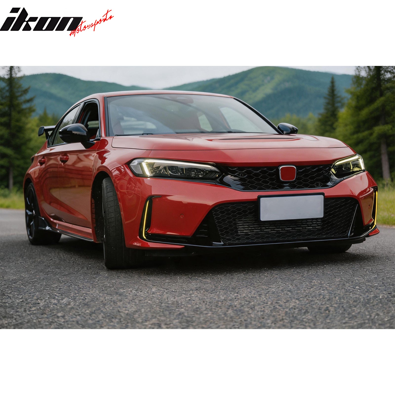 IKON MOTORSPORTS LED Daytime Running Lights, Compatible with 2023-2026 Honda Civic Type R FL5, PC Smoke Amber LED JDM Style Front Bumper Driving Fog Lights Lamp, Pair