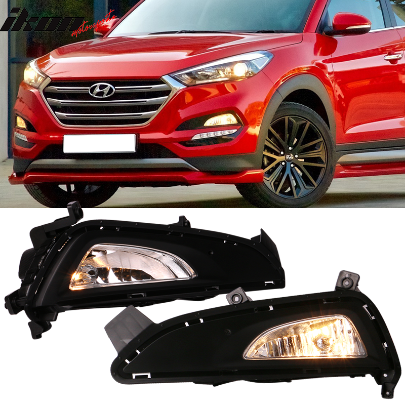 2016-2018 Hyundai Tucson Foglights Kit Black Housing Clear Lens