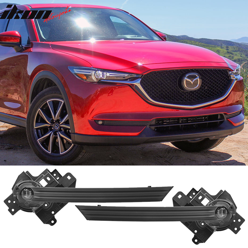 2018-2019 Mazda CX-5 CX5 OE Black Clear Front Fog Light Lamps ABS