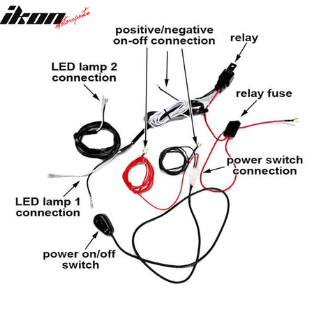 Universal Fog Lights Driving Lamp Wiring Harness Kit LED Light Bar Switch Relay