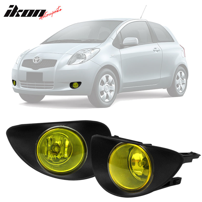 Fits 06-08 Toyota Yaris Hatchback Front Fog Light Lamps Yellow Lens