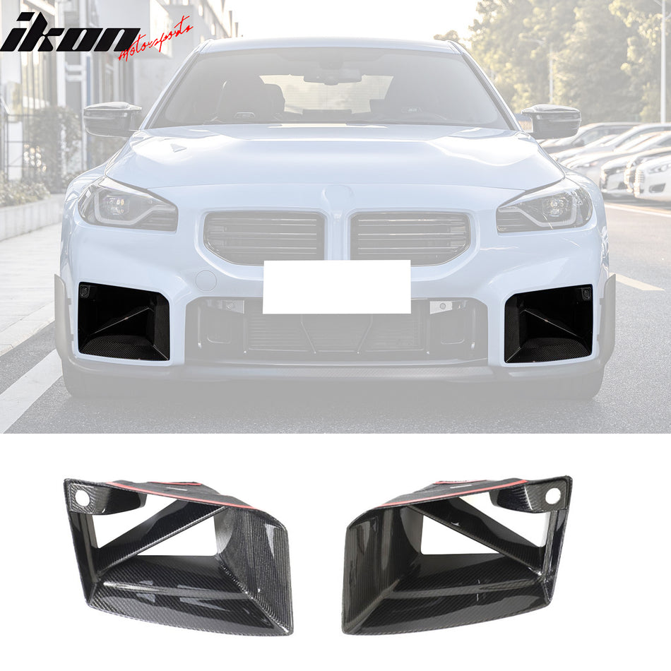 IKON MOTORSPORTS, Fog Light Cover Compatible With 2023-2024 BMW G87 M2, M Performance Style Bezel Cap Driver Passenger Side Fog Lamp Guard 2PC for Car