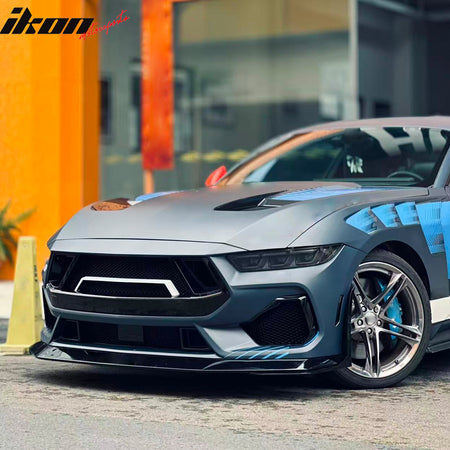 IKON MOTORSPORTS Fog Light Cover, Compatible with 2024-2026 Ford Mustang GT, Shelby Super Snake Style Gloss Black ABS Plastic Fog Lamp Decoration Bezel, 1 Pair