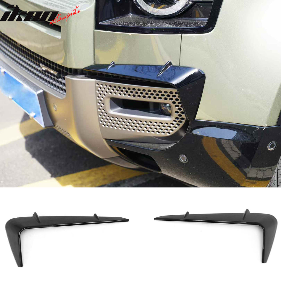 2020-2026 Land Rover Defender 90/110/130 Fog Light Bezel IKON Style Gloss Black ABS Plastic Fog Lamp Decoration Trim 2PC Cover