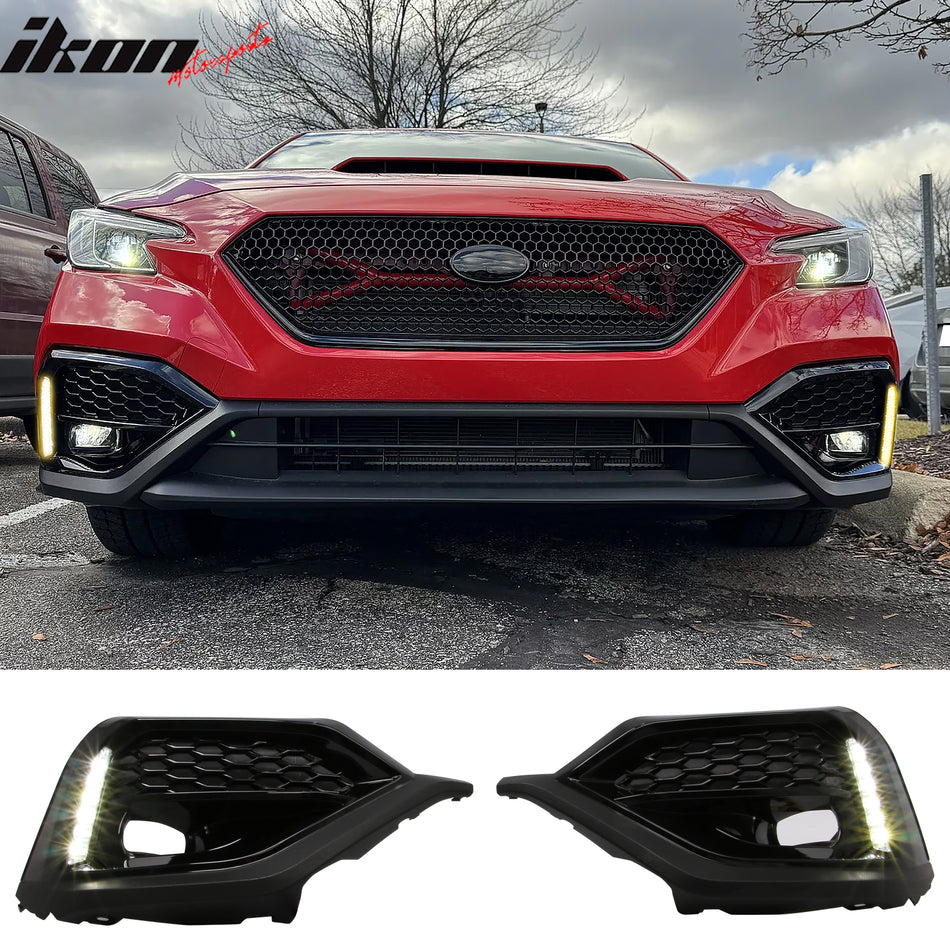 OE Fog Light Cover for Subaru WRX 2022-2026 W/LED Turn Signal White DRL PP