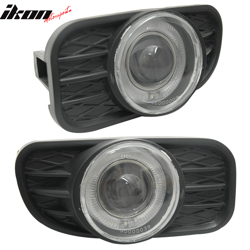 Fits 99-04 Jeep Grand Cherokee Halo Projector FogLight Lamps Clear w/Switch+Bulb