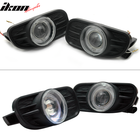 Fits 99-04 Jeep Grand Cherokee Halo Projector FogLight Lamps Clear w/Switch+Bulb