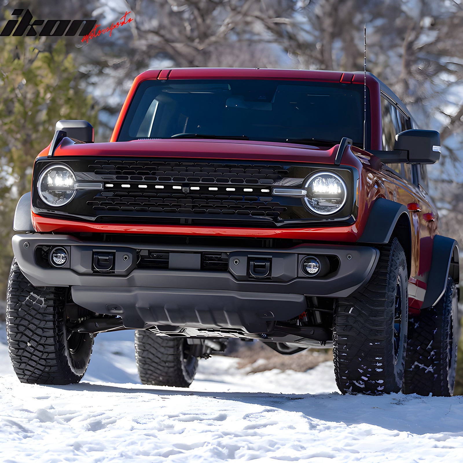 Fits 21-23 Ford Bronco 2/4 Door Black Front Grille Light Strip LED Dynamic Lamps