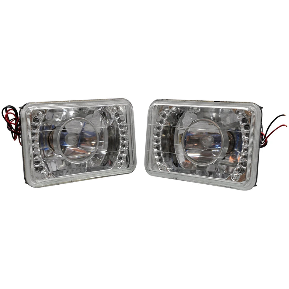 Universal Crystal Square 6X4 Inch Sealed Beam LED Projector Headlights