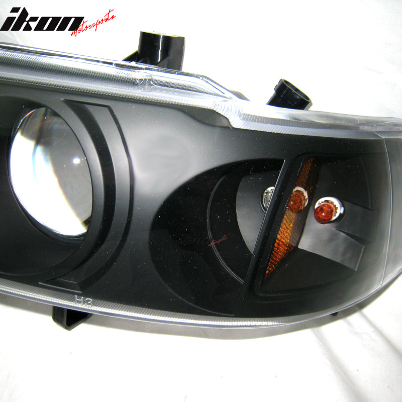 Headlights Compatible With 1990-1993 Honda Accord, 1Pc Projector Headlights Black Blue by IKON MOTORSPORTS, 1991 1992