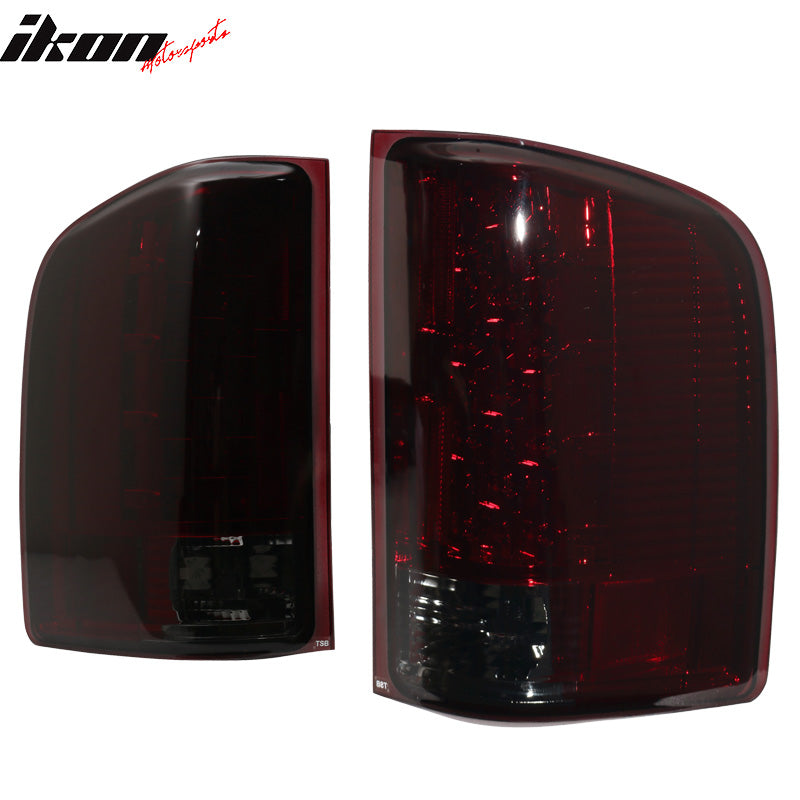 Fits 07-13 Chevy Silverado LED C Tail Light Housing Red Smoke Lens