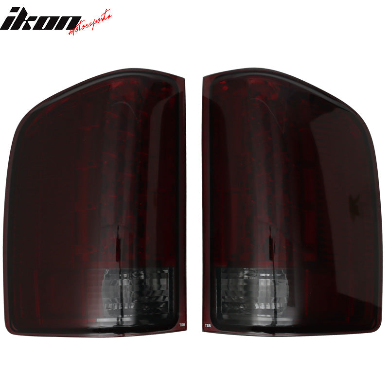 Tail Light Compatible With 2007-2013 Chevy Silverado, C Style Chrome Housing & Red Smoke Lens Rear Lamp Set Pair LH RH by IKON MOTORSPORTS