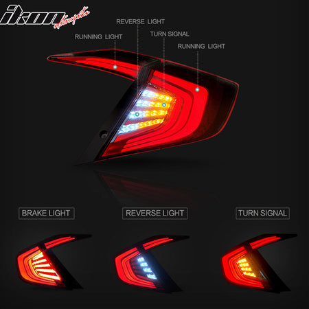 Fits 16-18 Honda Civic Sedan Smoke Tail Turning Lights + Side Corner Lights