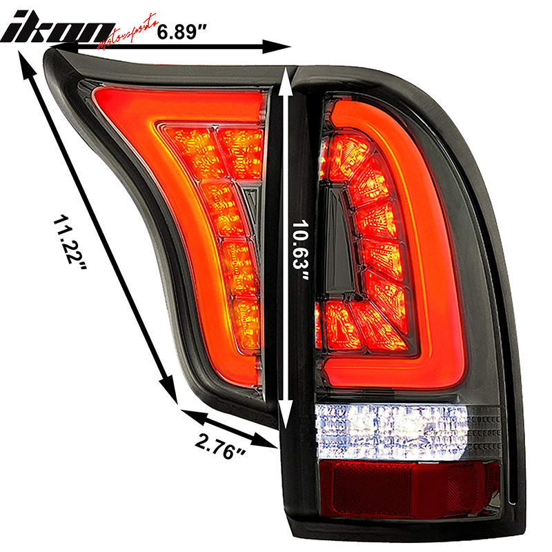 Fits 05-15 Toyota Tacoma LED Replacement Tail Lights Smoke Lens Chrome Housing