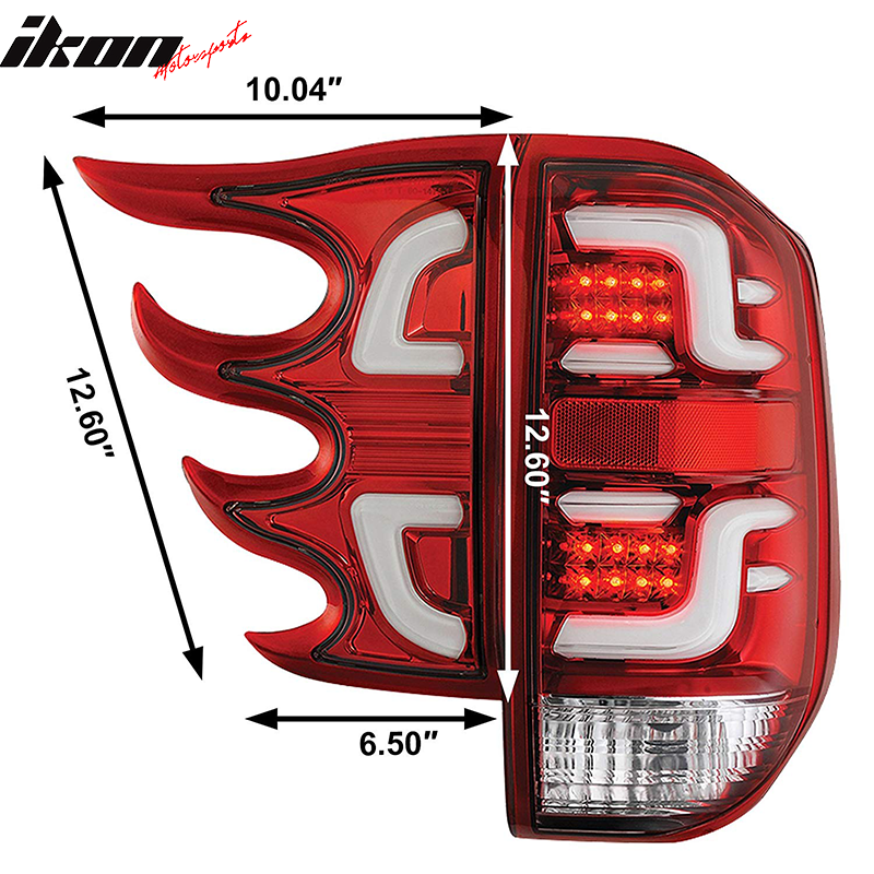 Fits 14-16 Toyota Tundra CR Style 2PCS LED Tube Tail Lights Rear Brake Lamps