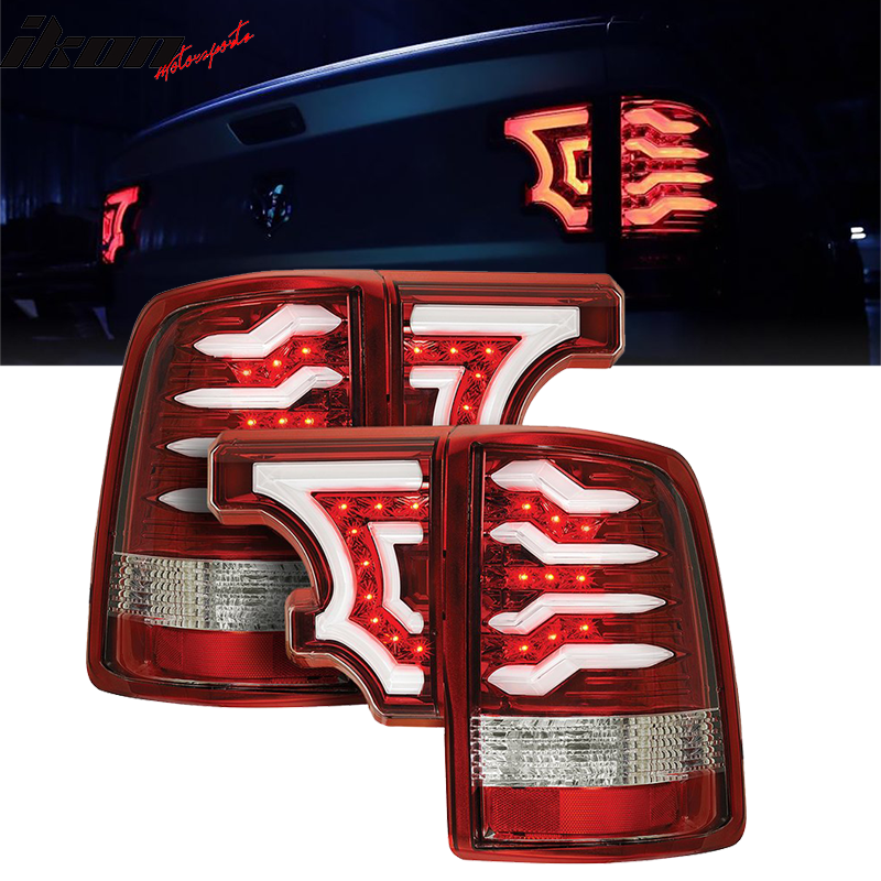 2009-2016 Dodge RAM Clear Lens Red Housing LED Tail Lights