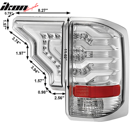 Fits 14-19 GMC Sierra 1500 2500 3500 HD C Style 2PCS Replacement LED Tail Lights