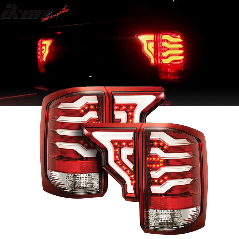 2014-2019 GMC Sierra CR Style Red Replacement LED Tail Lights Lamps
