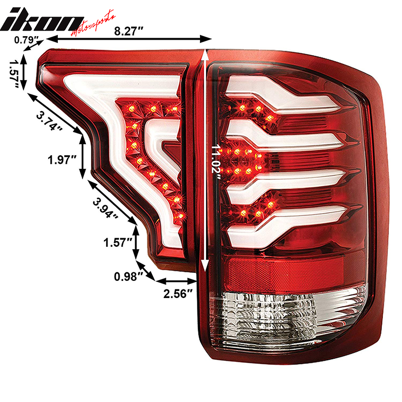 Fits 14-19 GMC Sierra 1500 2500 HD 3500 HD Replacement LED Red Tail Lights Lamps