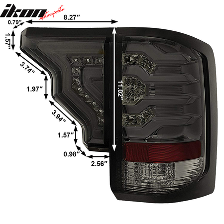 Fits 14-19 GMC Sierra 1500 2500 3500 HD 2PCS LED Bar Tube Tail Lights Brake Lamp