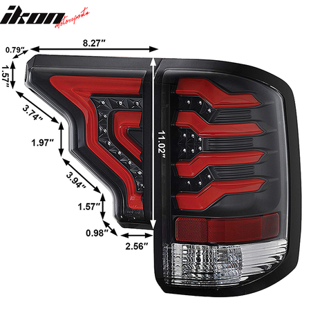 Fits 14-19 Silverado 1500 2500 LED Tail Lights Clear Lens Black Housing Red Bar