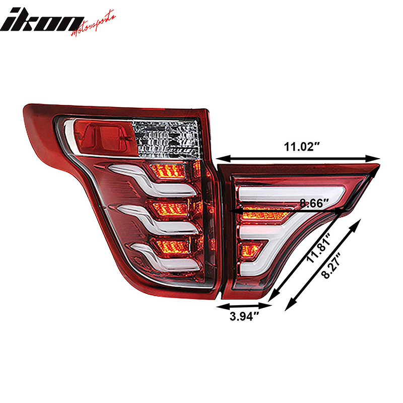 Fits 11-15 Ford Explorer Sequential LED Tail Lights Clear Lens Red Housing