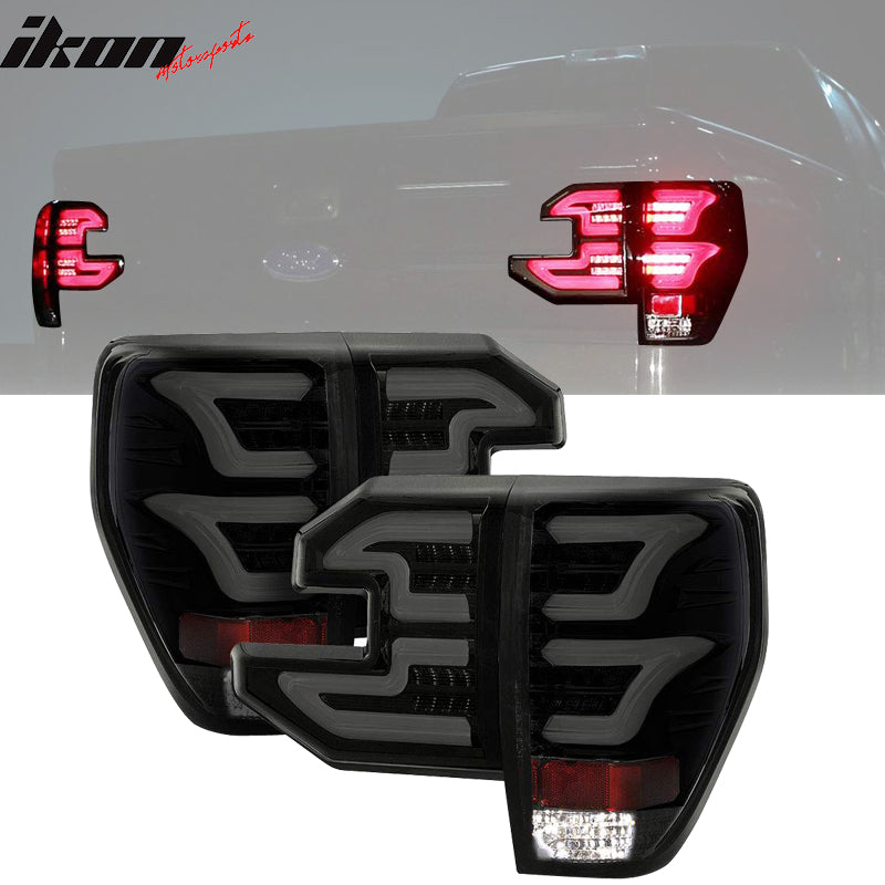 PIT66 Black Smoked Headlights + LED Tail Lights For 2009-2014 Ford F150 Pickup – Complete Set