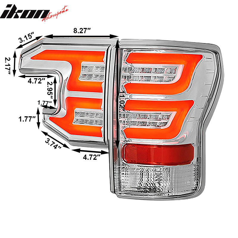 Fits 07-13 Toyota Tundra Sequential LED Tail Lights Clear Lens Chrome Housing