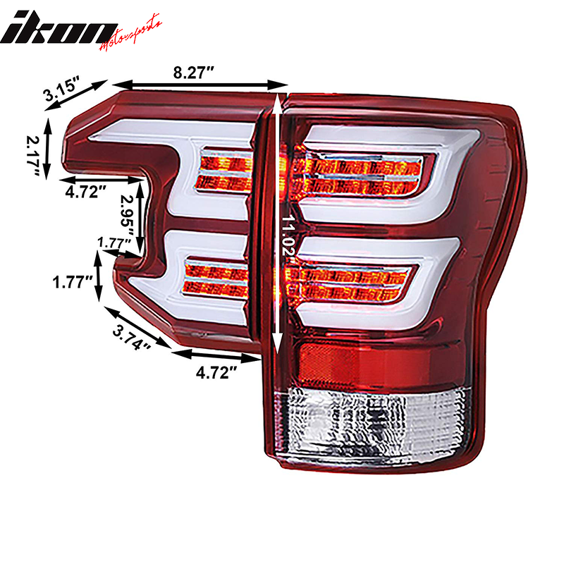 Fits 07-13 Toyota Tundra Sequential LED Tail Lights Clear Lens Red Housing