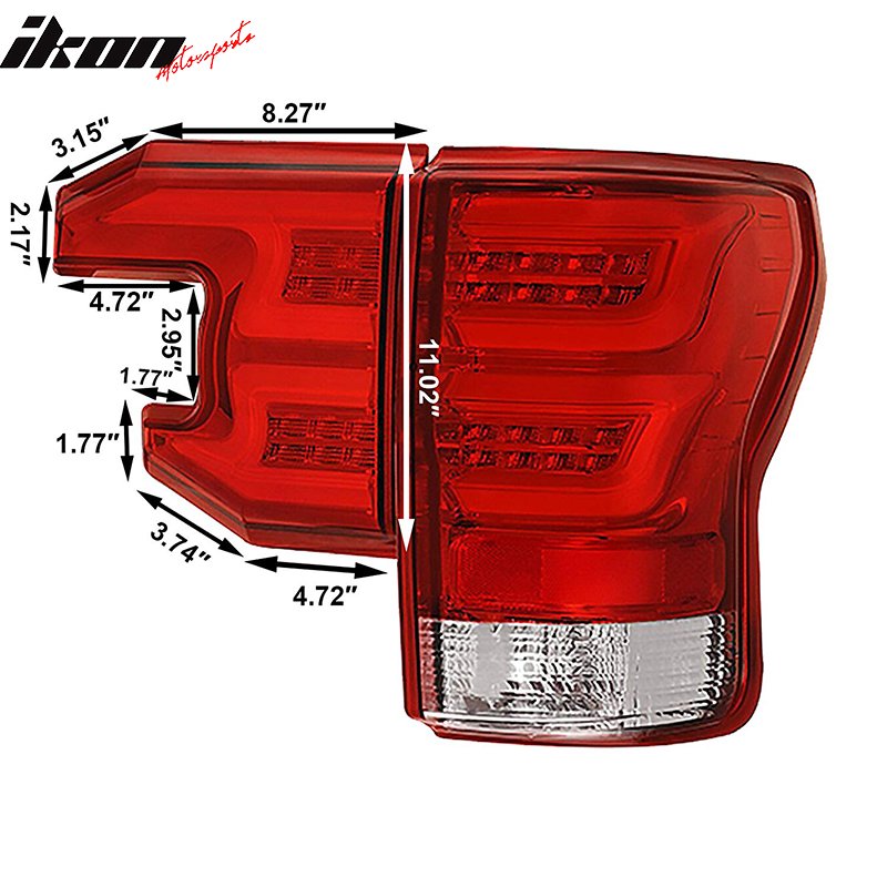 Fits 07-13 Toyota Tundra Sequential LED Tail Lights Red Lens Clear Housing