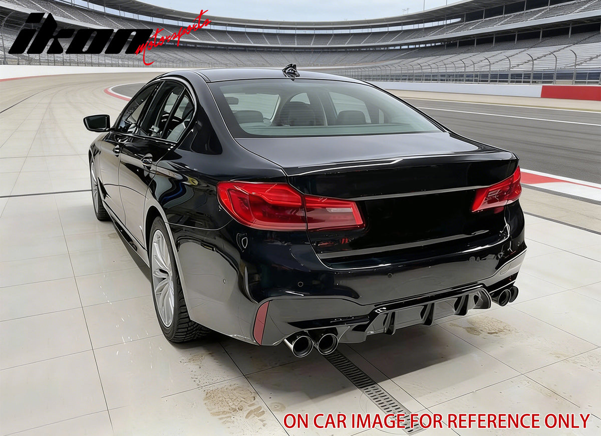 Fits 17-20 BMW G30 Carbon Fiber Print Rear Diffuser MP Style+ Black Quad Exhaust