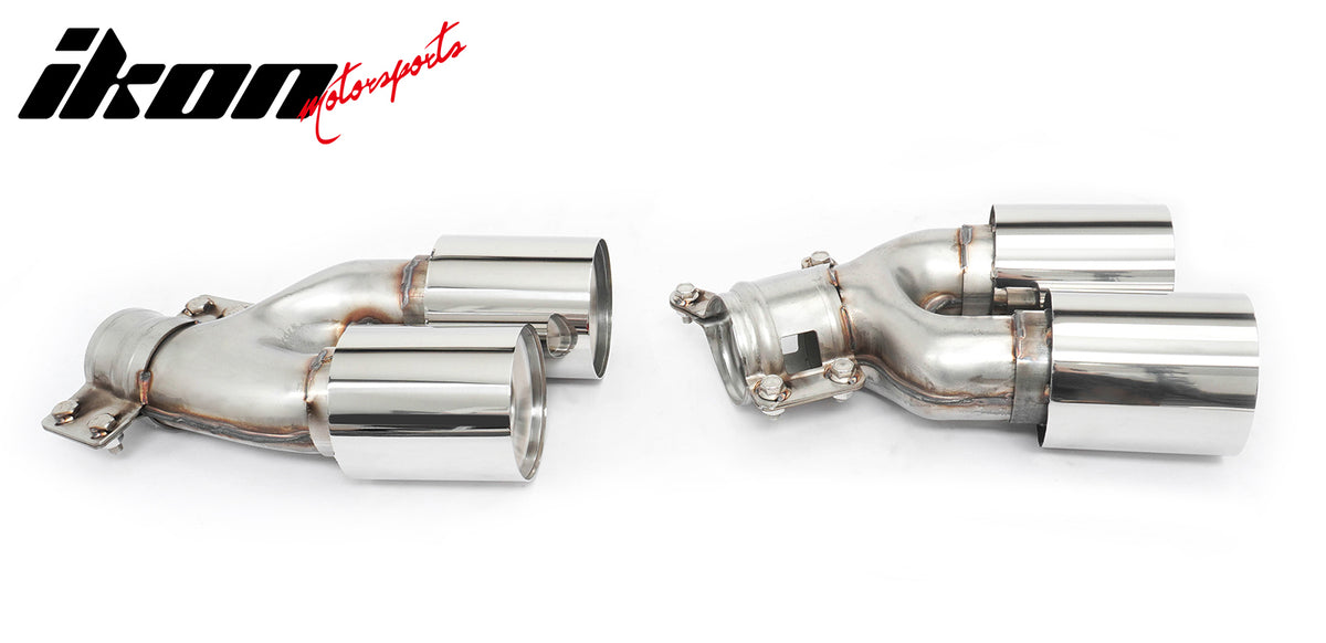 For 17-20 BMW G30 Competition Style Gloss Black Rear Diffuser Silver Exhaust Tip