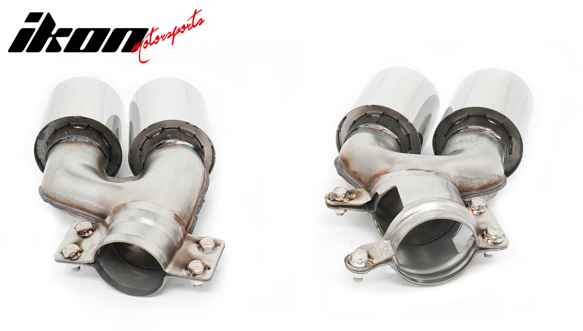 Fits 17-20 BMW G30 5 Series CS Style Rear Diffuser w/ LED + Silver Quad Exhaust