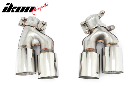 For 17-20 BMW G30 Competition Style Gloss Black Rear Diffuser Silver Exhaust Tip
