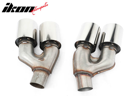 Fits 21-23 BMW 5 Series G30 M5 Style Stainless Steel Quad Exhaust Tips Silver