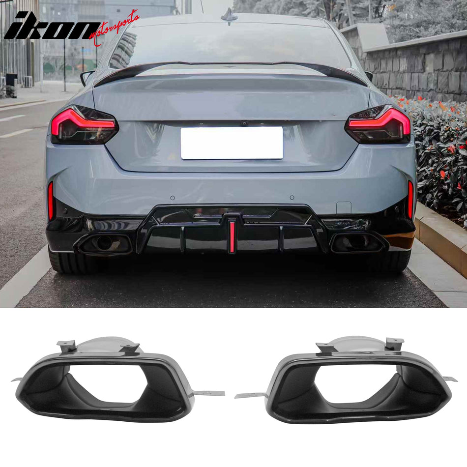 2022-2026 BMW 2-Series G42 M240i IKON Style Black Square Exhaust Tail Pipes Aluminum