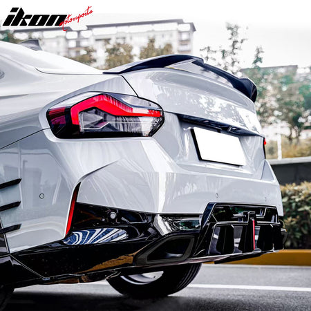 IKON MOTORSPORTS Exhaust Tail Pipe Tips, Compatible with 2022-2026 BMW 2-Series G42 M240i & M240i xDrive Only, IKON Style Black Aluminium Bolt-on Square Exhaust Tailpipe Tips Replacement
