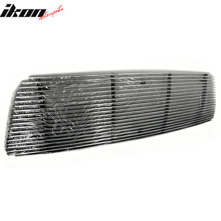IKON MOTORSPORTS Front Upper Insert Grille, Compatible with 2004-2008 Ford F-150, Billet Style Chrome Replacement Front Bumper Hood Grill 1PC