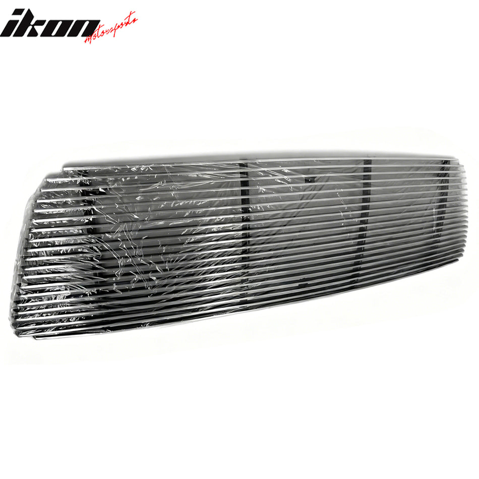 IKON MOTORSPORTS Front Upper Insert Grille, Compatible with 2004-2008 Ford F-150, Billet Style Chrome Replacement Front Bumper Hood Grill 1PC