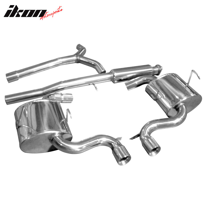 IKON MOTORSPORTS, Exhaust Muffler Compatible With 2002-2006 Mini Cooper S, Stainless Steel Silver Exhaust Catback System Tube Muffler, 2003 2004 2005
