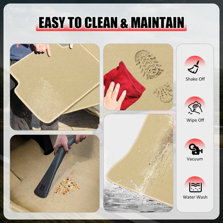 Fits 12-17 Toyota Camry Floor Mats Nylon Beige Non-Slip Auto Carpets 4Pcs Set