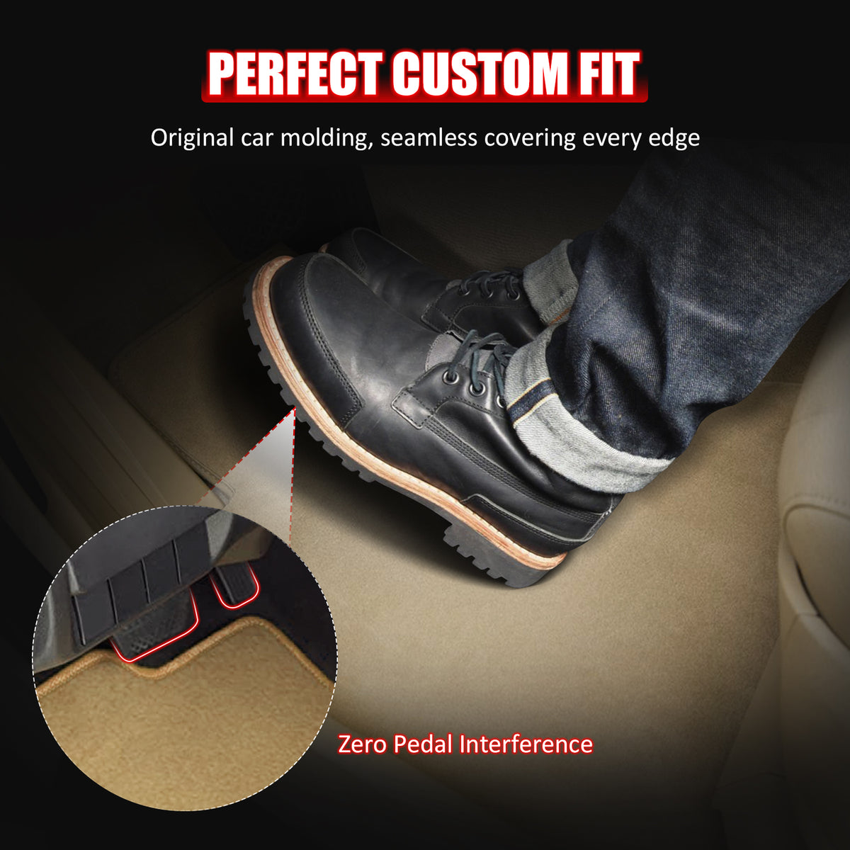 Fit 2008-2012 Honda Accord Sedan 4Door Only Floor Mat Nylon Beige